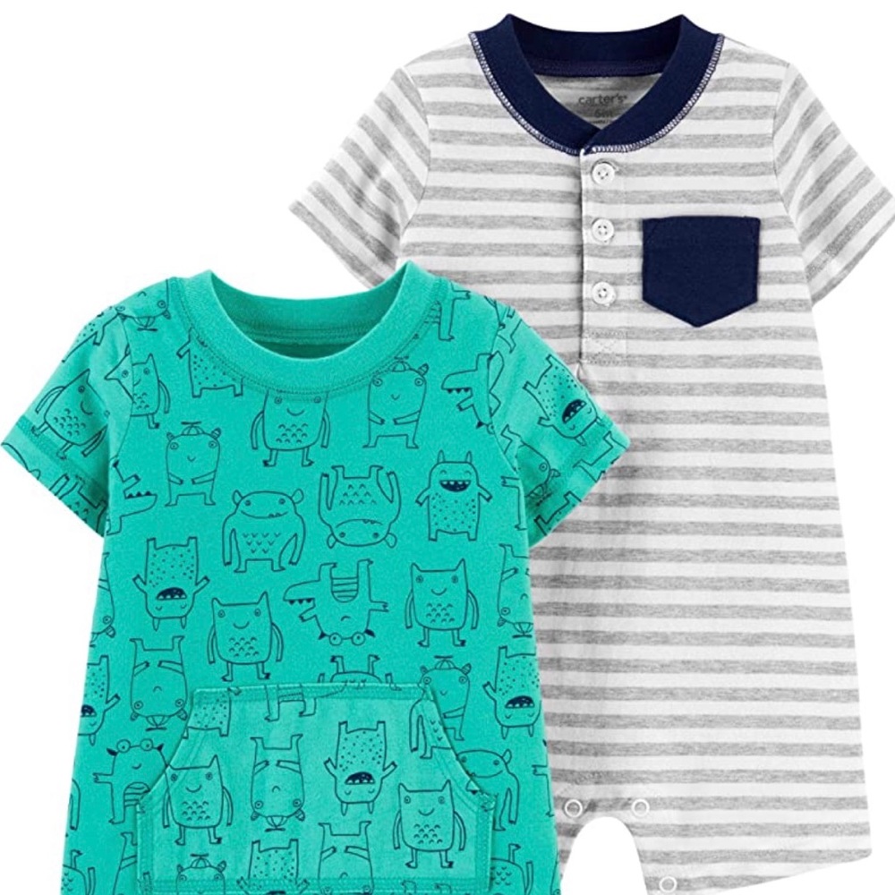 Carters Baby Boy's 2 Pack Creeper Set. NWT